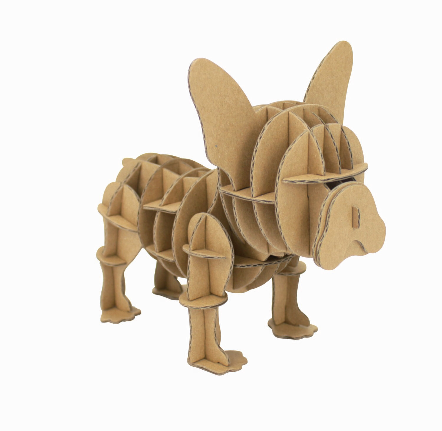 Chien Bulldog à assembler en carton (puzzle 3D)