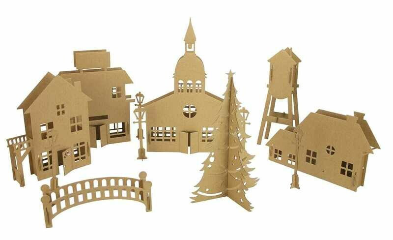 Village à assembler en carton (puzzle 3D)