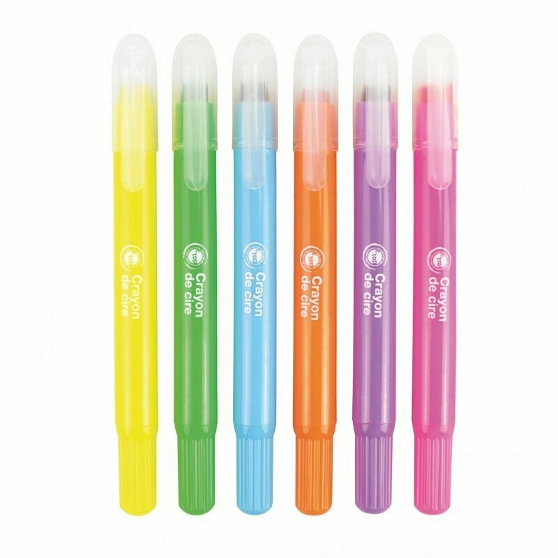 Crayons de cire couleur fluo (6 couleurs)