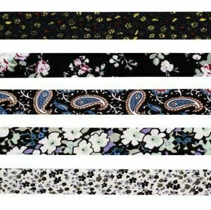 Biais coton motif fleurs noir/blanc (5 rubans)