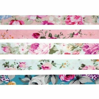 Biais coton motif fleurs pastel  (5 rubans)