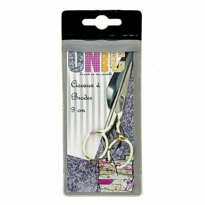 Ciseaux à broder 9 cm motif pastel sur fond blanc