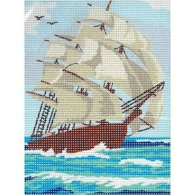 Kit canevas complet bateau à voile - 100% coton - 15 x 20 cm