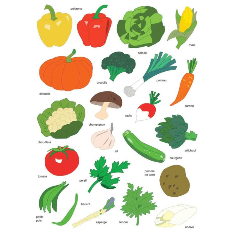 Gommettes Légumes - 44 pièces - de 2,5 à 5 cm