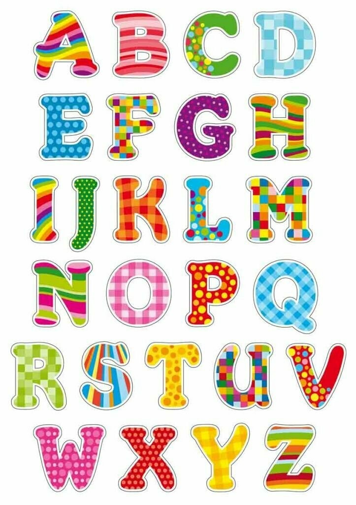 Gommettes Alphabet fantaisie - 52 pièces - de 3 à 4 cm