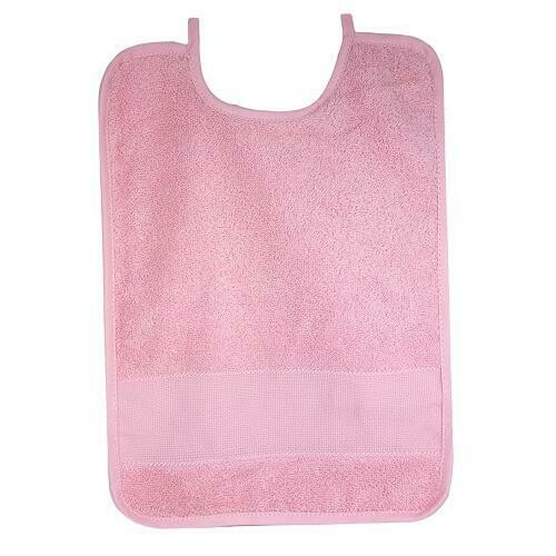 Bavoir éponge à broder grand modèle rose