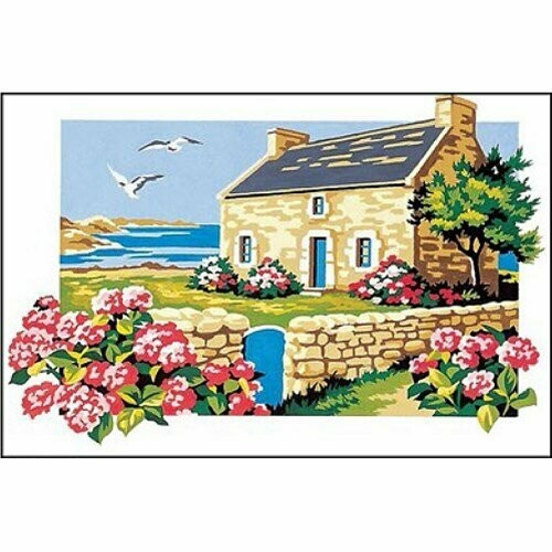 Kit complet canevas La Bretagne - 100% coton - 22 x 33 cm - Marque Margot