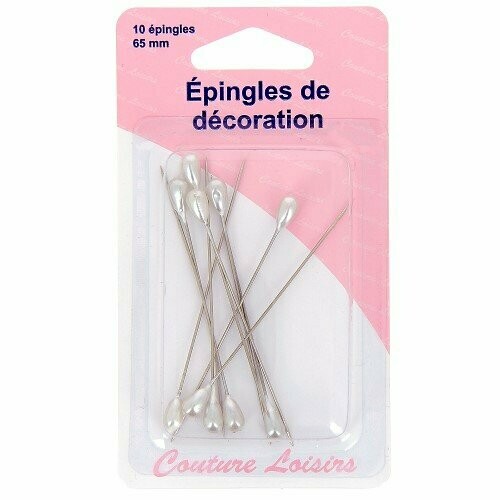 Epingles longues de décoration têtes de perle nacrée (10 pièces)