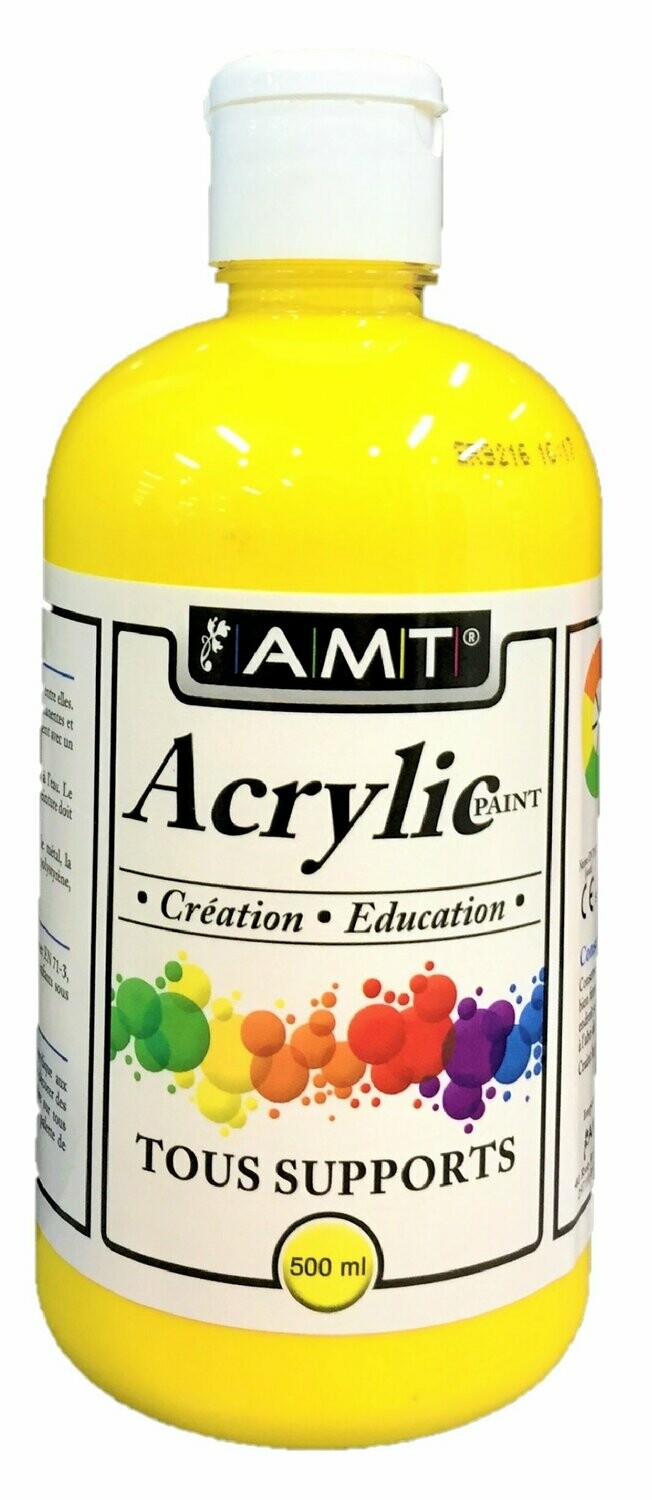 Peinture acrylique jaune tous supports spécial enfants collectivités, école (500ml)