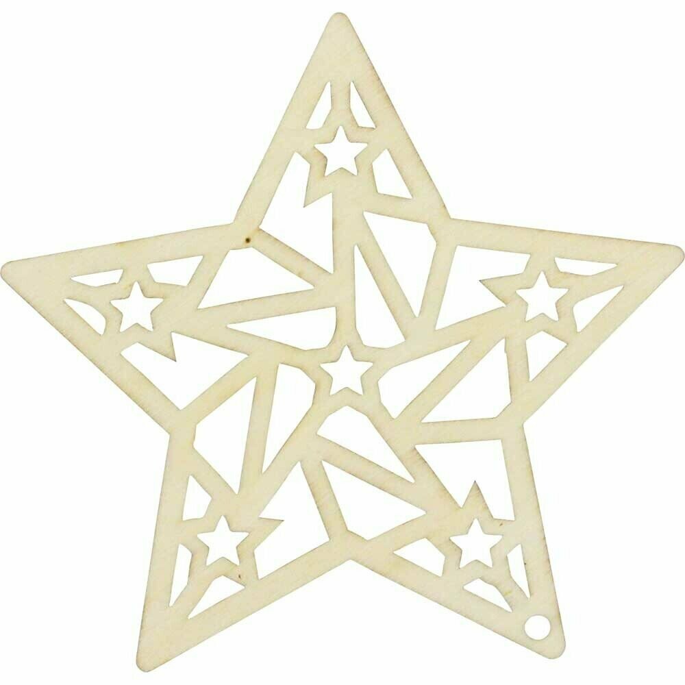 Etoile esprit origami en bois naturel