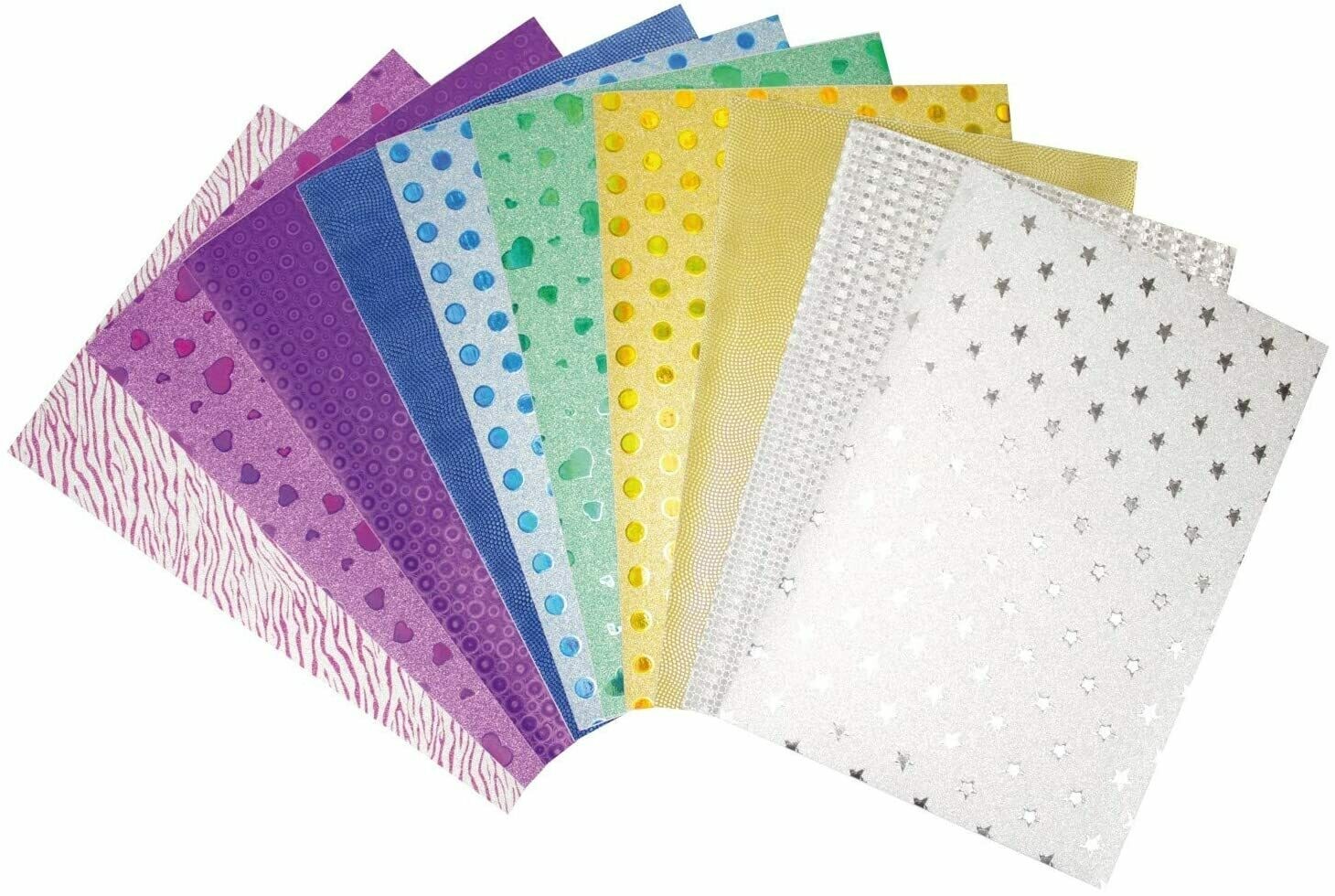 Feuilles adhésives tous support multicolores pailletées format A4 (10 pièces)