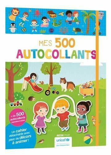 Autocollants repositionnables enfants Unicef + cahier d'histoire à animer (500 pièces) marque AUZOU