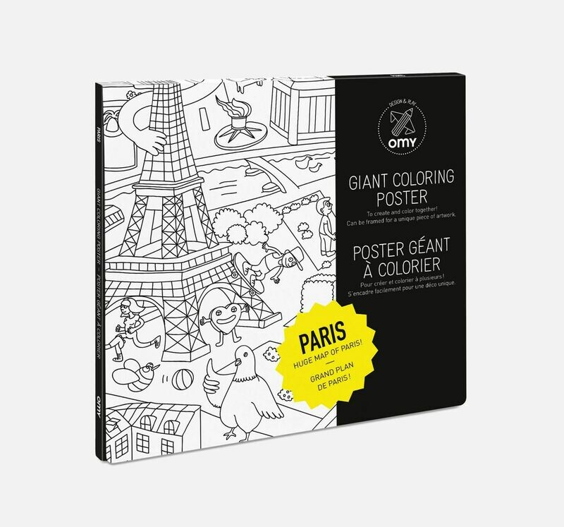 Poster géant à colorier PARIS 70x100cm grand plan de Paris (made in France) marque OMY