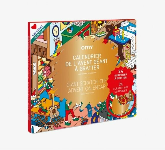 Poster géant calendrier de l'avant avec 24 surprises à gratter (made in France) marque OMY