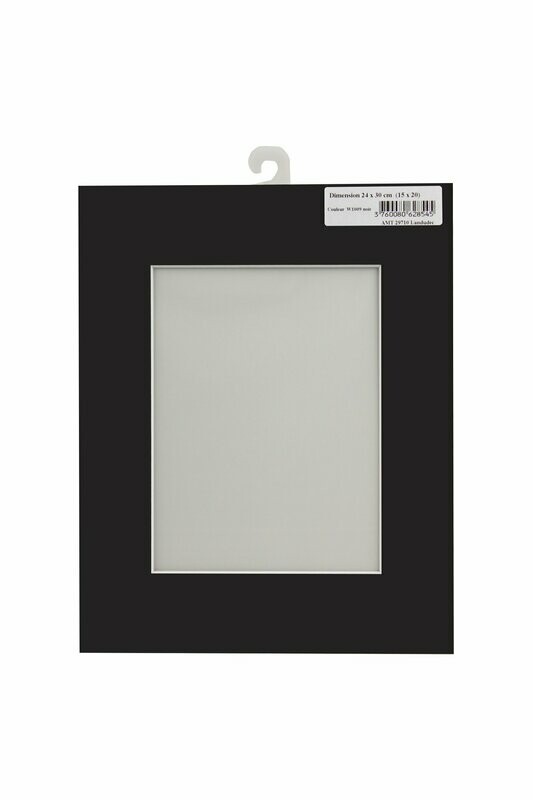 Passe partout 24x30 cm extérieur Noir , 15x20 intérieur (4 pièces)