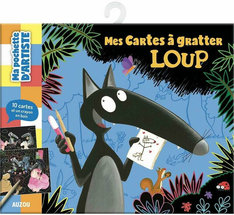 Cartes à gratter Loup + crayon en bois (10 pièces) marque AUZOU