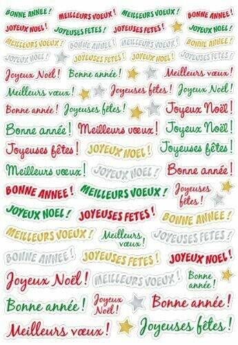 Gommettes messages et vœux de noël -134 pièces- de 1 à 8 cm
