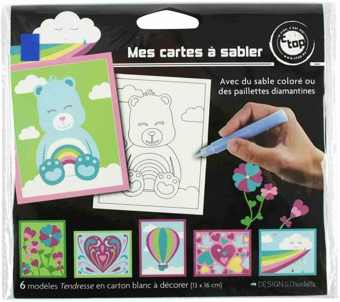 Cartes en carton à décorer thème tendresse (6 pièces)