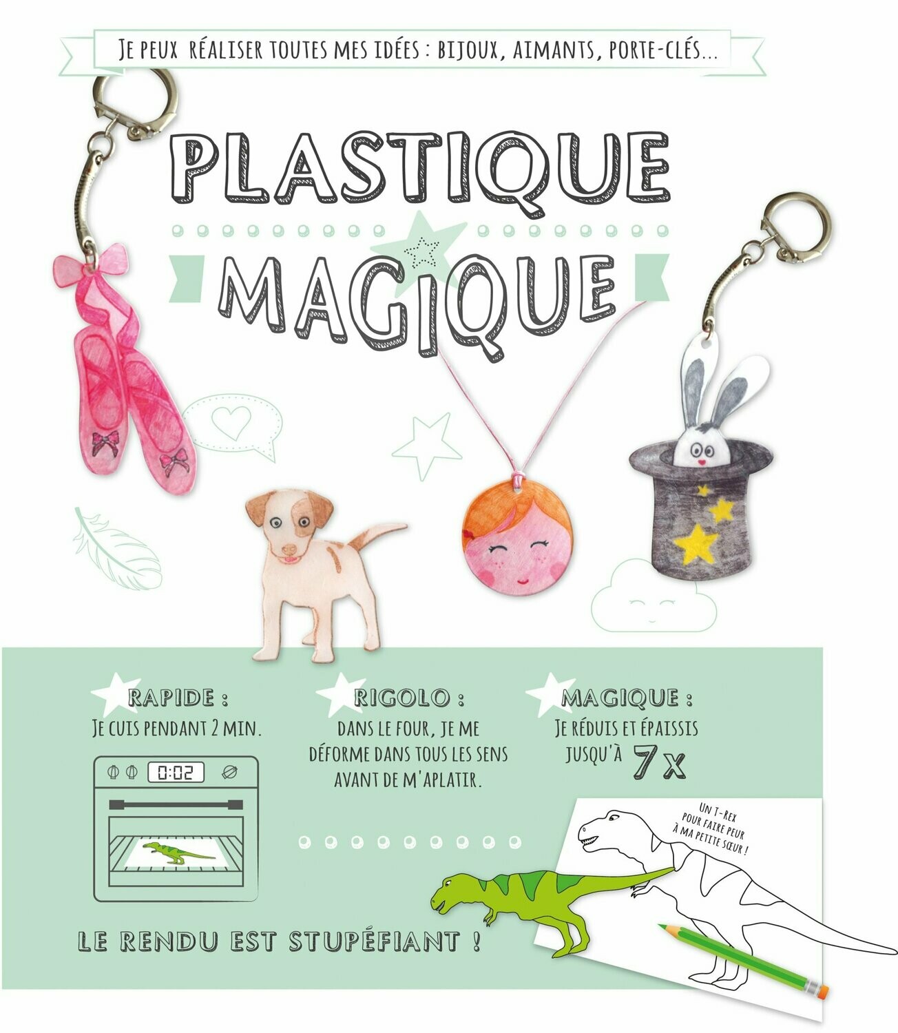 Plastique magique translucide (3 feuilles + 30 dessins)