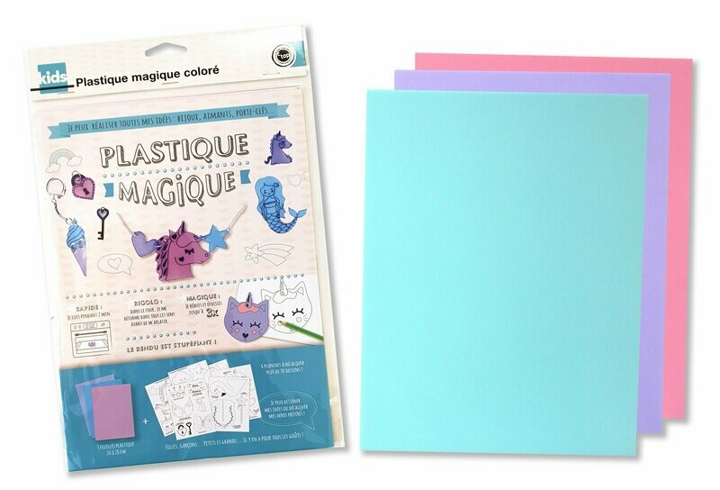 Plastique magique coloré thème pastel (3 feuilles + 30 dessins)