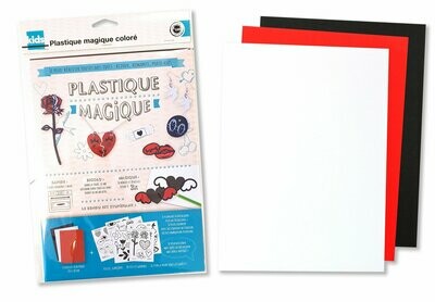 Plastique magique coloré thème amour (3 feuilles + 30 dessins)