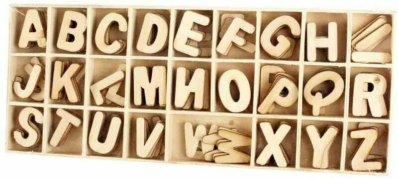 Coffret de lettres en bois personnalisable (130 pièces)