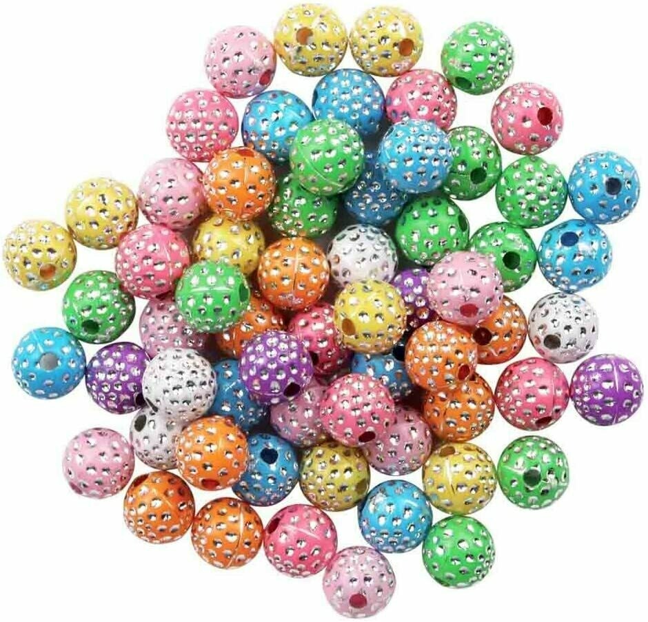 Perles acryliques strass rondes (64 perles)