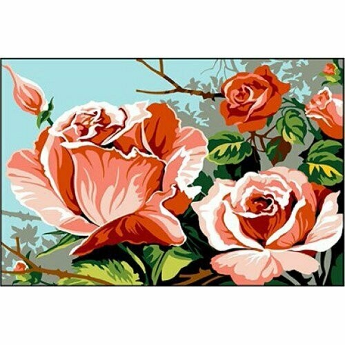 Kit complet canevas Rose - 100% coton - 22 x 33 cm - Marque Margot