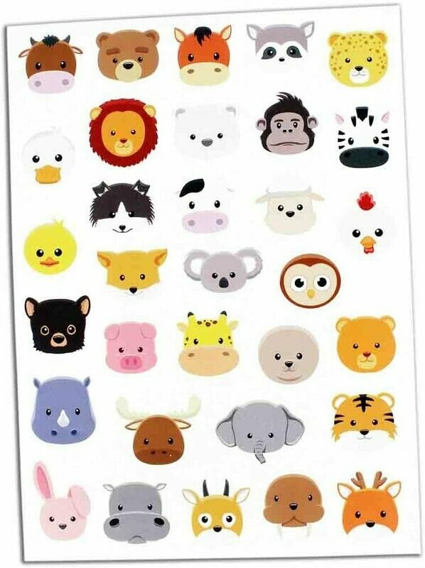 Gommettes figurines animaux - 64 pièces - de 2 à 3 cm