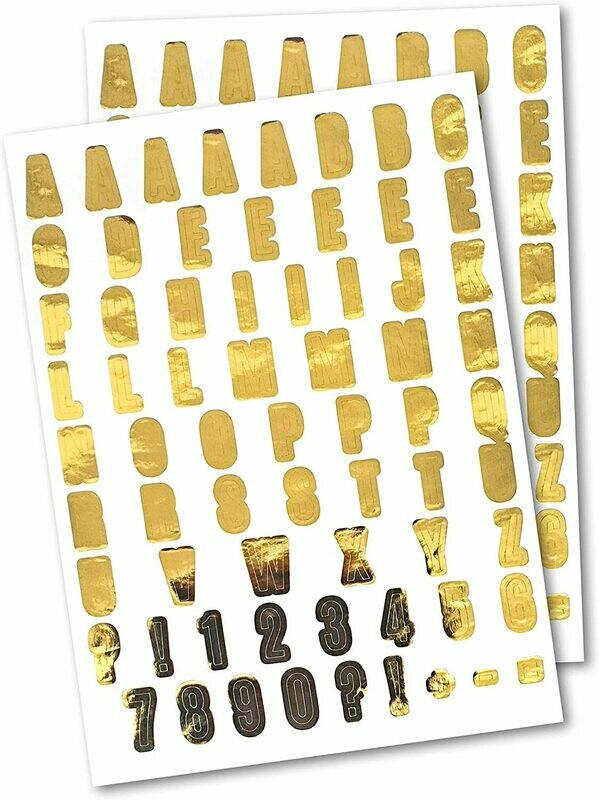 Gommettes alphabet doré - 134 pièces- de 0,4 à 1,7 cm