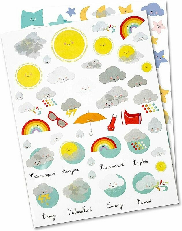 Gommettes météo - 109 pièces - de 0,80 cm à 4,30 cm