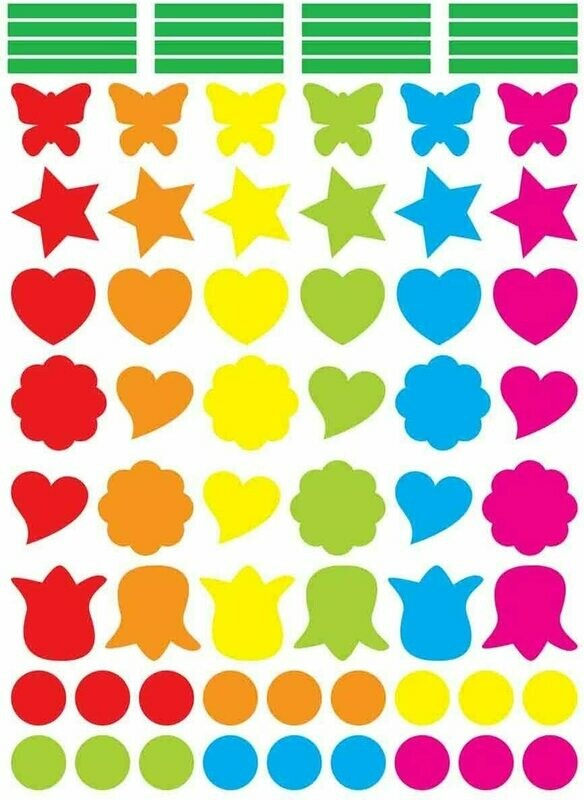 Gommettes assorties vives  - 140 pièces - de 1,5 à 3,6 cm
