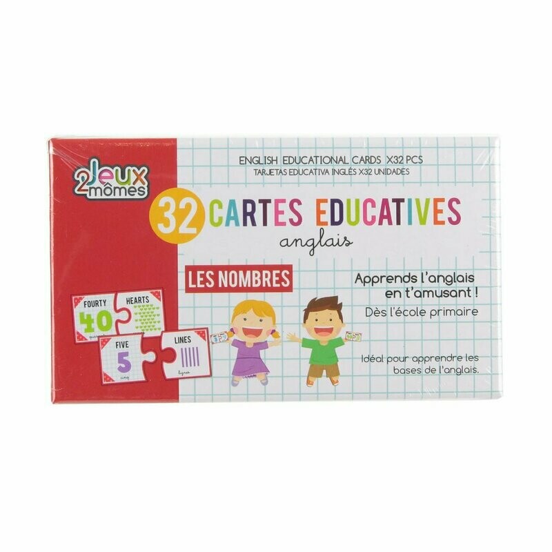 Cartes éducatives apprentissage anglais les nombres  (32 pièces)