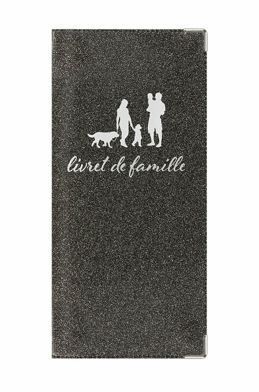 Etui livret de famille Scintillant Gris foncé fabrication Française