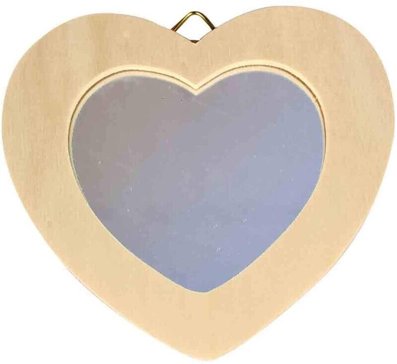 Miroir cœur en bois à accrocher personnalisable