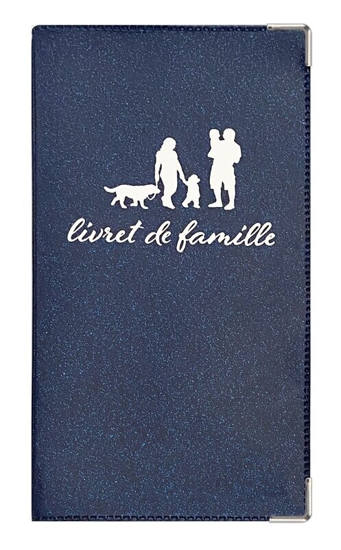 Etui livret de famille Scintillant bleu fabrication Française