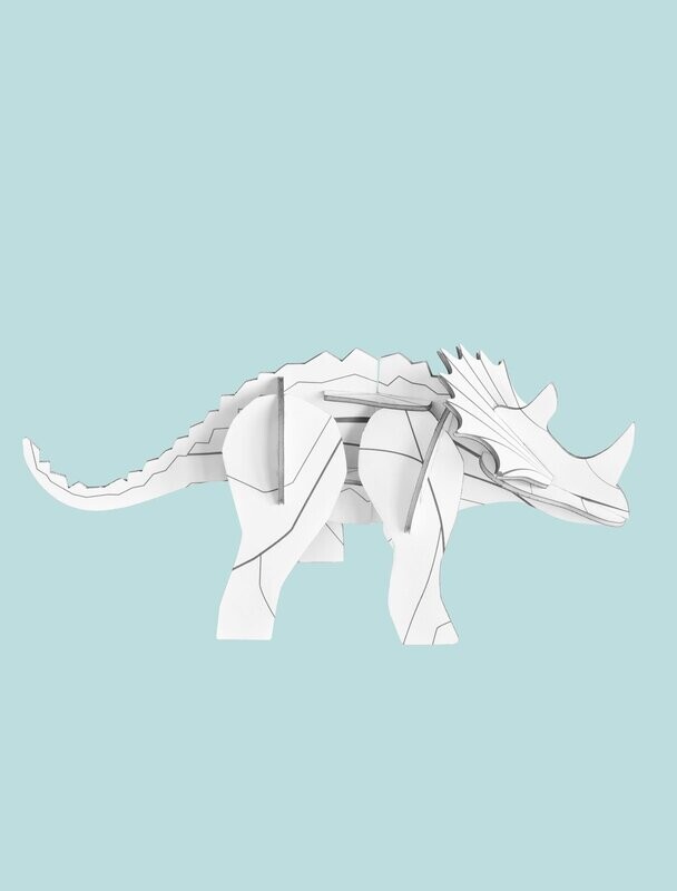 Totem à colorier dinosaure tricératops (puzzles 3D -12 pièces)