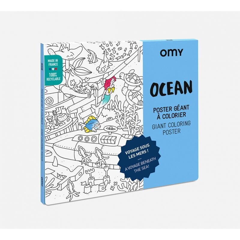 Poster géant à colorier OCEAN 70x100cm  (made in France) marque OMY
