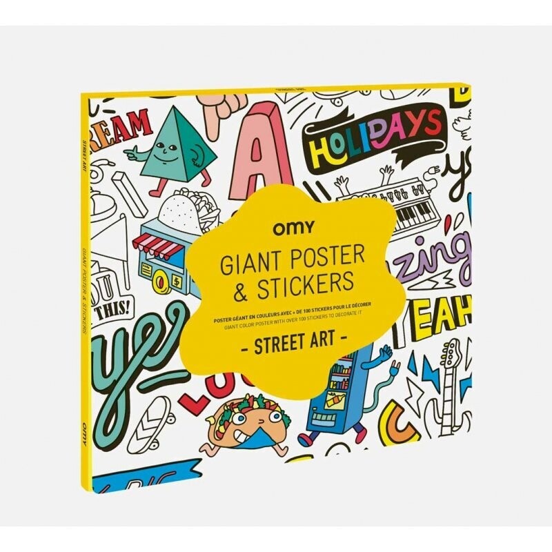 Poster géant STREET ART en couleur avec + 100 stickers pour le décorer (made in France) marque OMY