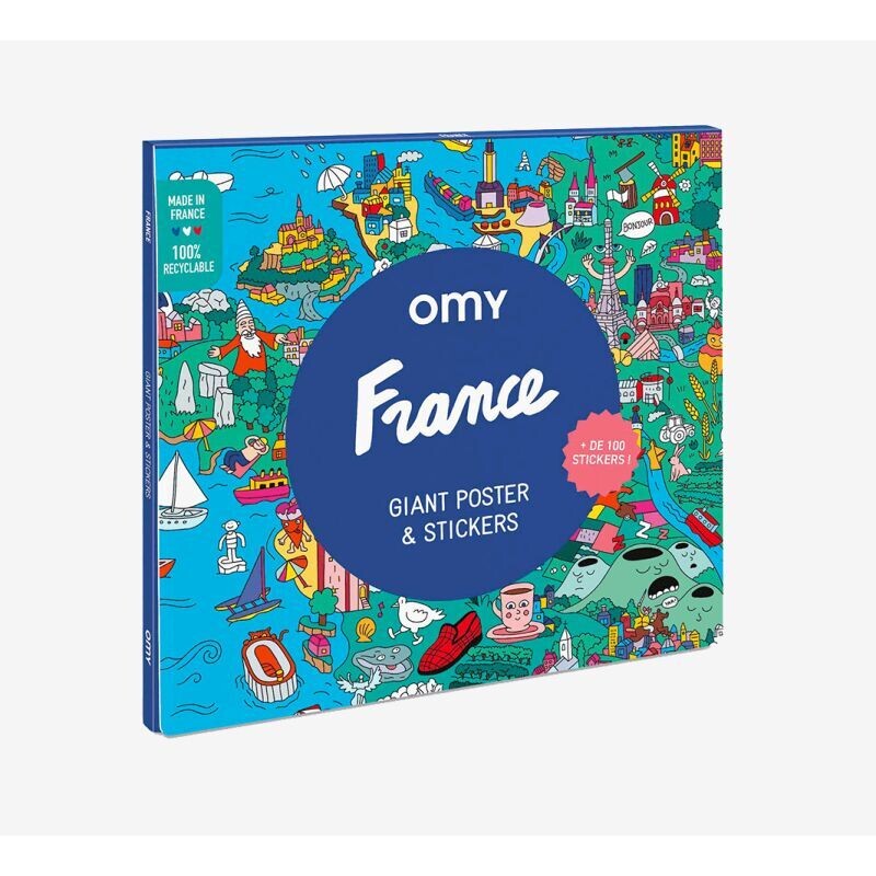 Poster géant FRANCE en couleur avec + 100 stickers pour le décorer (made in France) marque OMY