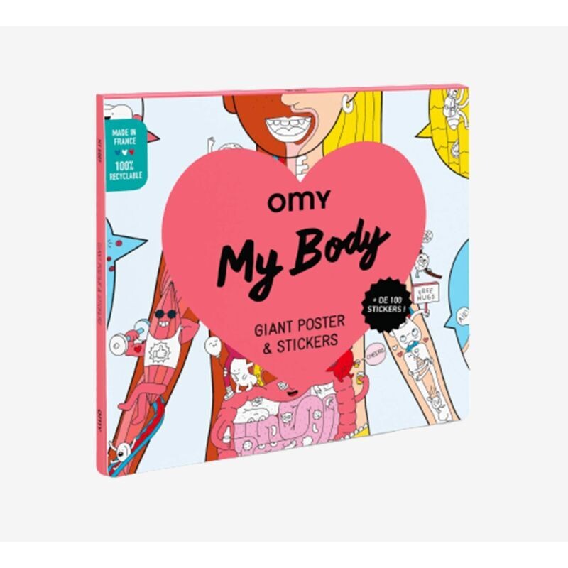 Poster géant MY BODY en couleur avec + 100 stickers pour le décorer (made in France) marque OMY