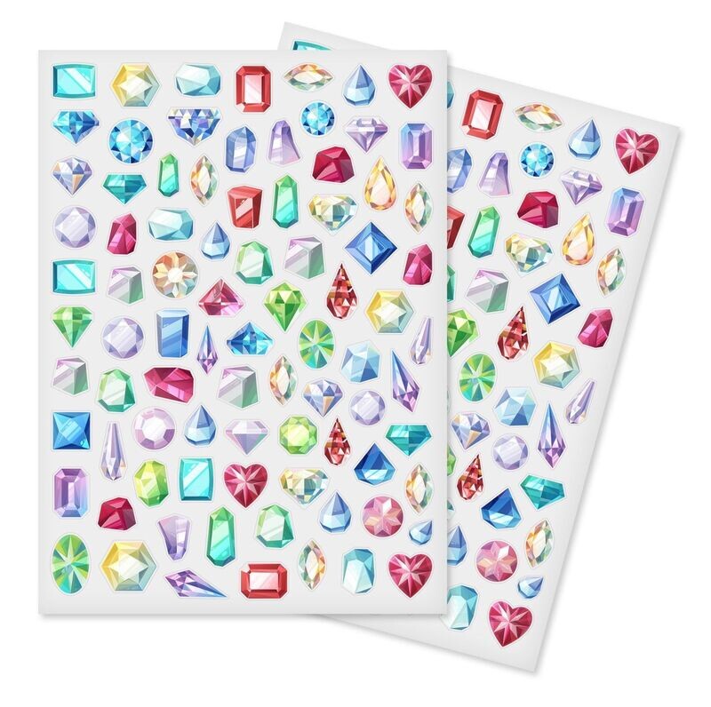 Gommettes Pierres précieuses  - 170 pièces - de 1 à 2,3 cm
