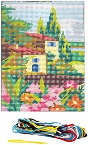 Kit complet canevas Mas maison provençale - 100% coton - 15 x 20cm
