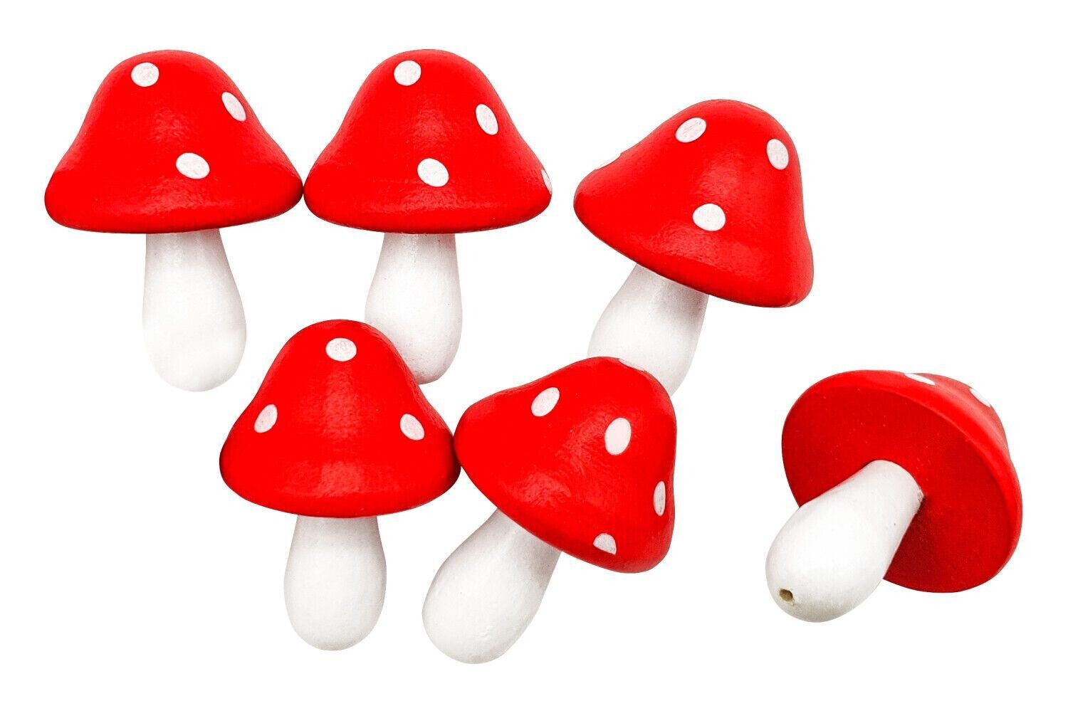 Champignons 3D en bois peint (2,2 cm x 3,5 cm)