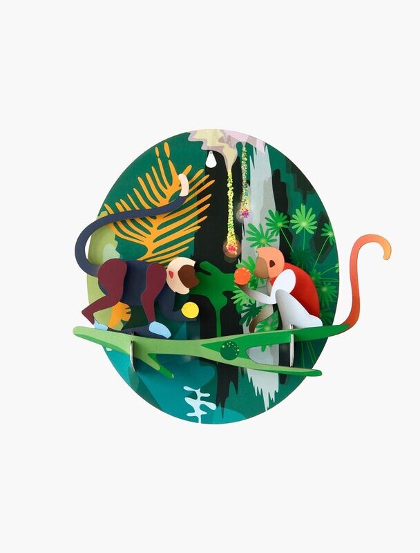 Décoration murale Jungle Singes  (puzzle 3D - 8 pièces) carton recyclé