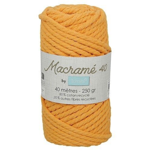 Fil macramé tressé - Moutarde - 5mm X 40m - 90% coton naturel recyclé