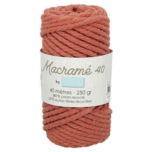 Fil macramé tressé - Terracotta - 5mm X 40m - 90% coton naturel recyclé