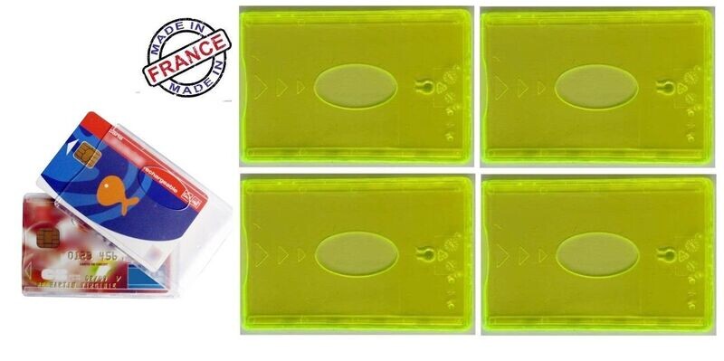 Lot de 4 Etuis Porte carte rigide Jaune Transparent, Fabriqué en France idéal cartes bancaires CB, Transport, Navigo, Carte Vitale, Etudiant, Professionnelle Lot de 4 Etuis Porte carte rigide Jaune Transparent, Fabriqué en France idéal cartes bancaires CB, Transport, Navigo, Carte Vitale, Etudiant, Professionnelle