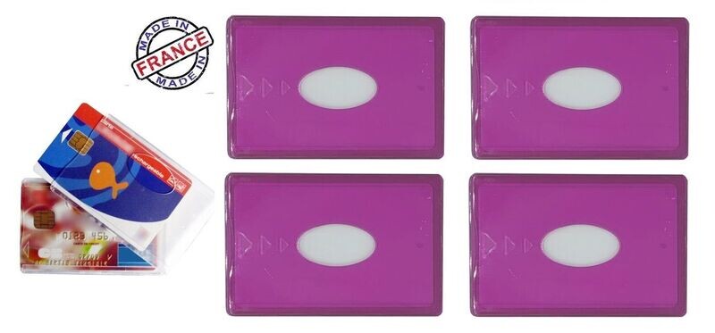 Lot de 4 Etuis Porte carte rigide Rose Transparent, Fabriqué en France idéal cartes bancaires CB, Transport, Navigo, Carte Vitale, Etudiant, Professionnelle Lot de 4 Etuis Porte carte rigide Rose Transparent, Fabriqué en France idéal cartes bancaires CB, Transport, Navigo, Carte Vitale, Etudiant, Professionnelle