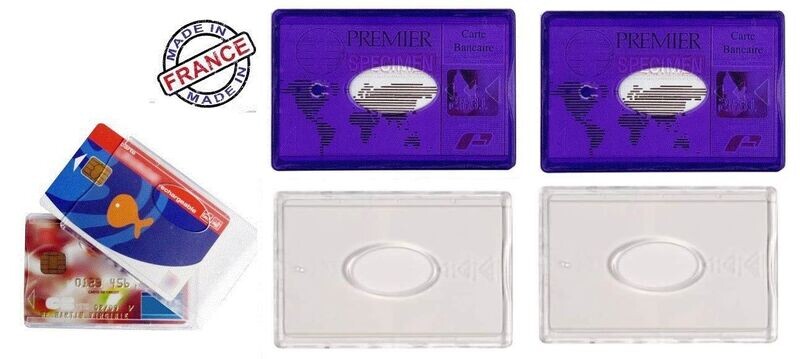 Lot de 4 Etuis Porte carte rigide Violet et Transparent, Fabriqué en France idéal cartes bancaires CB, Transport, Navigo, Carte Vitale, Etudiant, Professionnelle Lot de 4 Etuis Porte carte rigide Violet et Transparent, Fabriqué en France idéal cartes bancaires CB, Transport, Navigo, Carte Vitale, Etudiant, Professionnelle